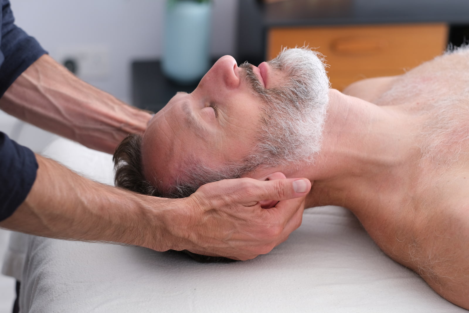 Hands-on cranial bodywork session